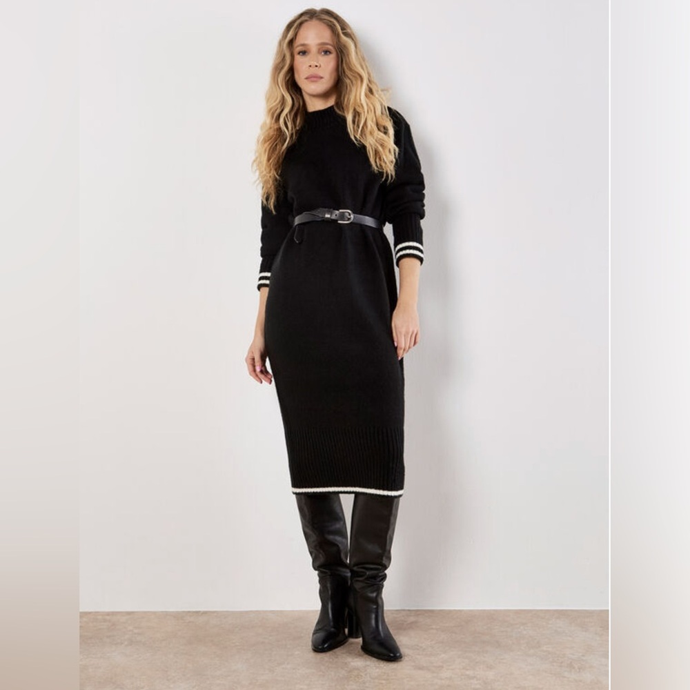 Apricot 🍑- Tipped Knitted Jumper Midi Dress - Picture 4 of 4